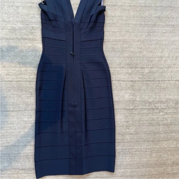 Herve Leger v-neck sleeveless bandage mini dress midnight blue navy sz XS EUC - Picture 5 of 8